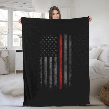 Discover Thin Red Line Firefighter Maltese Cross American Flag Fleece Blankets