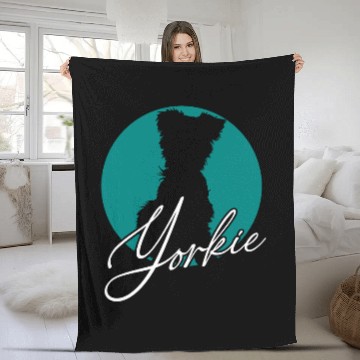 Discover Sitting Yorkie graphical Yorkshire Terrier 2 Baseball Tees Fleece Blankets
