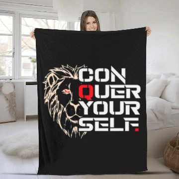 Discover Running Team CONQUER YOURSELF Runner Motivator Run Squad Fleece Blankets