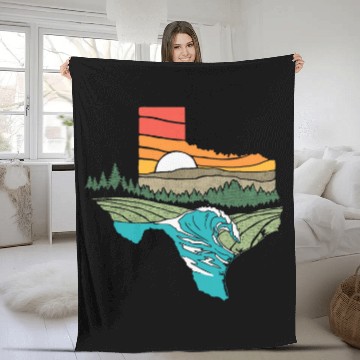 Discover Texas Outdoors vintages Nature Illustration Graphic Zip Fleece Blankets