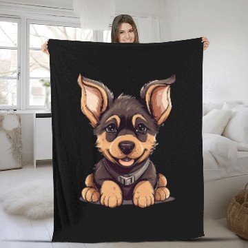 Discover Super Cute German Shepherd Puppy Fleece Blankets