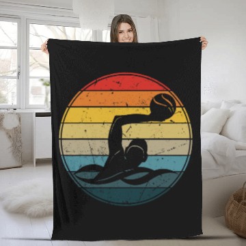 Discover Retro Water Polo Player Water Polo Coach Fleece Blankets