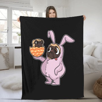 Discover Pug Bunny Dog Parent Zip Fleece Blankets