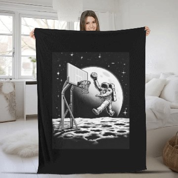 Discover Lunar Outer Space Slam Dunks Astronaut Basketball Zip Fleece Blankets