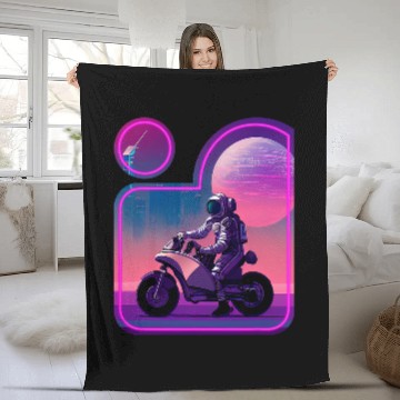 Discover Motorcycle Riding Astronaut 2Futuristic Space Exploration Fleece Blankets