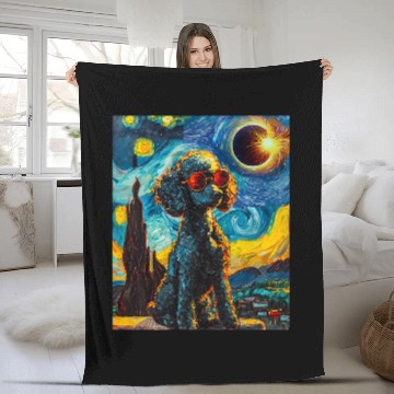 Discover Total Solar Eclipse Poodle Dog Fleece Blankets
