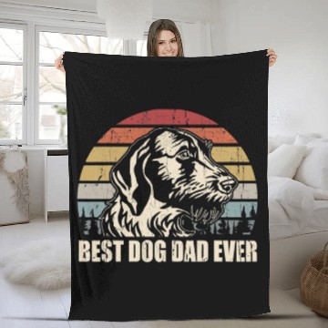 Discover Mens German Wirehaired Pointer Dad bests Dog Dad Ever Funny Fleece Blankets
