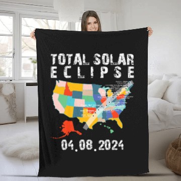 Discover Total Solar Eclipse 2024 Map North America Astronomy Fleece Blankets