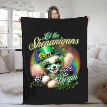 Discover St  Patricks Celebration Poodle Shenanigans Rainbow Party Fleece Blankets
