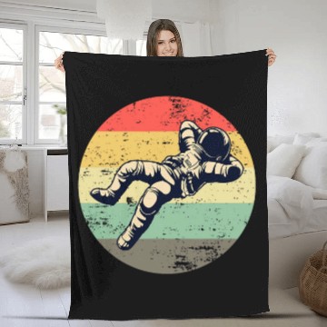 Discover Retro Floating Astronaut Space Baseball Tees Fleece Blankets