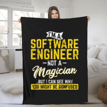 Discover Software Engineer Not A Magician Programmer Developer Coder Fleece Blankets