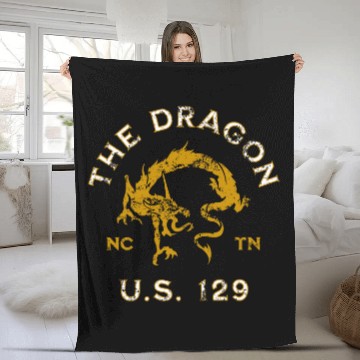 Discover The Dragon US 129 TN NC Distressed Design Baseball Tees Fleece Blankets