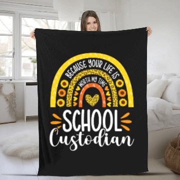 Discover Sunflower Cute Quote School Custodian Janitor Appreciation Fleece Blankets
