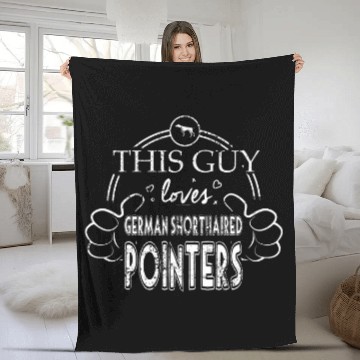 Discover This Guy Loves German Shorthaired Pointers Baseball Tees Fleece Blankets
