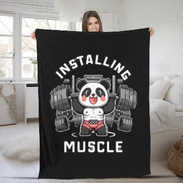 Discover installing muscle panda Please Wait Panda Weight Lifting Fleece Blankets