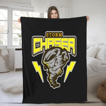 Discover STORM CHASER Weather Lightning Tornado Hurricane Watcher Fleece Blankets