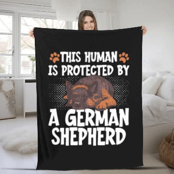 Discover This Human Is Protected By A German Shepherd 2 Fleece Blankets