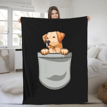 Discover Labrador Lab Dog Chest Pocket Zip Fleece Blankets