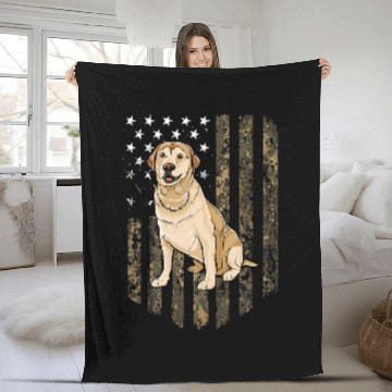 Discover Labrador Lab Dog Camouflage Zip Fleece Blankets