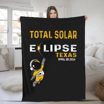 Discover Totale Solar Eclipse Texas April 8th 2024 Astronaut Eclipse Fleece Blankets