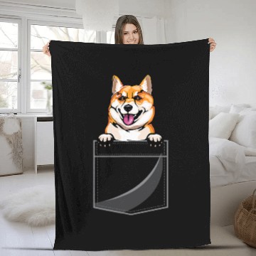 Discover Dog Shiba Inu In A Pocket Fleece Blankets