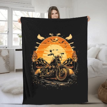 Discover Stunning Retro vintages Motorcycle Classic Sunset Chopper Zip Fleece Blankets