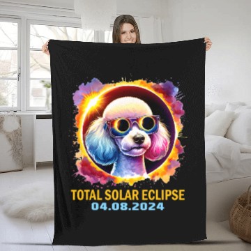 Discover Total Solar Eclipse 2024 Poodle Dog Eclipse Glasses Colorful Baseball Tees Fleece Blankets