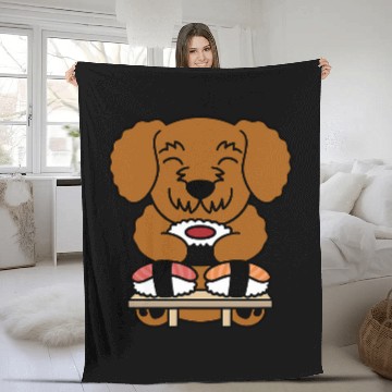 Discover Sushi Goldendoodle Dog Fleece Blankets