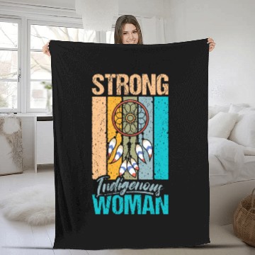 Discover Native American Strong Indigenous Woman Design 1 Fleece Blankets