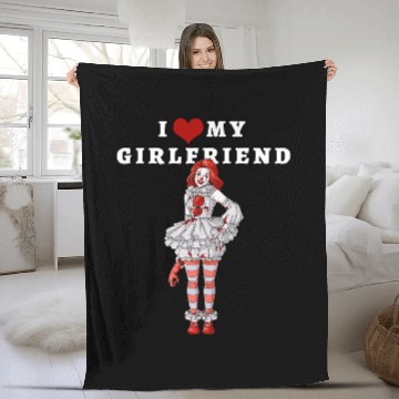 Discover i love my girlfriend halloween horror clown Fleece Blankets