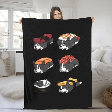 Discover Sushi Border Collie Dog 1 Fleece Blankets