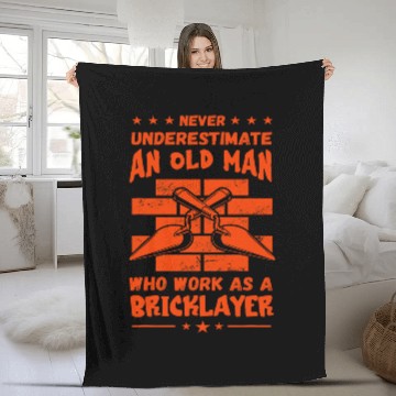 Discover Mens Brick Mason Masonry Construction Old Man Bricklayer Fleece Blankets
