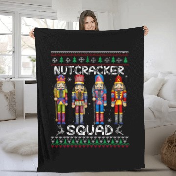 Discover Nutcracker Squad Ballet Dance Matching Family Christmas Ugly Fleece Blankets