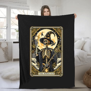 Discover The Magician Tarot Card Skeleton Baseball Tees Fleece Blankets