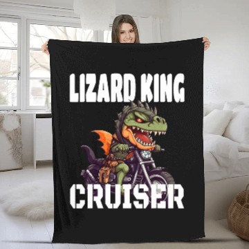 Discover TRexs And Motorcycle Lizard King Cruiser 24 Fleece Blankets