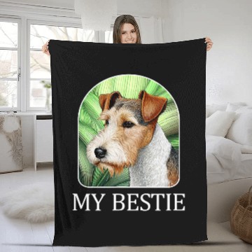 Discover My Bestie Wire Fox Terrier Fleece Blankets