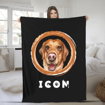 Discover Labrador Lab Dog Cute Face With Funny Icon Caption Fleece Blankets