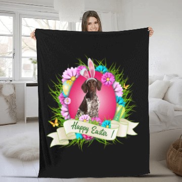Discover Happy Easter German Shorthaired Pointer Wearing Bunny Ear Zip Fleece Blankets