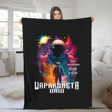 Discover Wapakoneta Ohio Solar Eclipse Totality Astronaut Memorabilia Zip Fleece Blankets