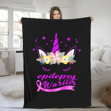 Discover Unicorns Face epilepsy Awareness Baseball Tees Fleece Blankets