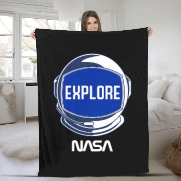 Discover NASA Explore The Unknown Space Walk Astronaut Helmet Poster Baseball Tees Fleece Blankets