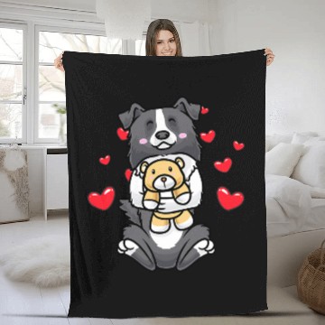 Discover Kawaii Border Collie Stuffed Animal Dog Fleece Blankets