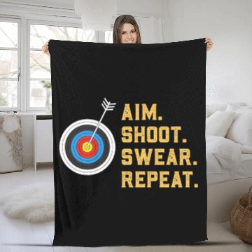 Discover vintages Archery targets Marksman Funny Aim Shoot Swear Repeat Baseball Tees Fleece Blankets