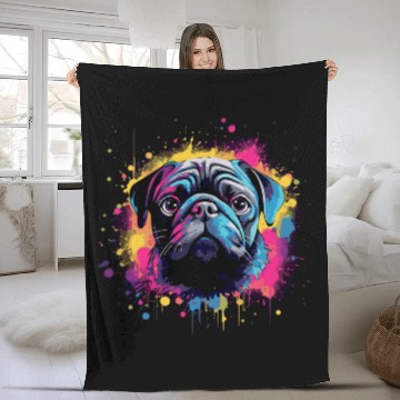 Discover Pug Colorful 7 Fleece Blankets