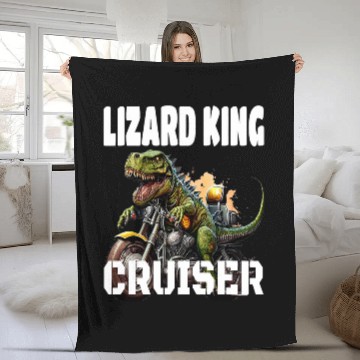Discover TRexs And Motorcycle Lizard King Cruiser 21 Fleece Blankets