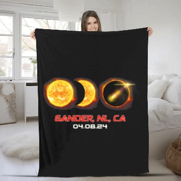 Discover Total Solar Eclipse Phase Gander Newfoundland Canada Fleece Blankets