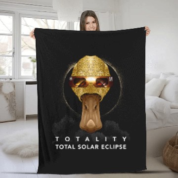 Discover Solar Eclipse Duck Wearing Eclipse Glasses Farmer Zip Fleece Blankets