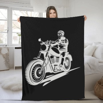 Discover Motorcyclist skeleton Baseball Tees Fleece Blankets