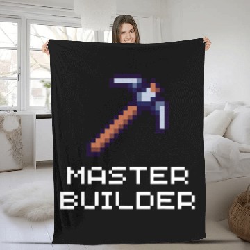 Discover Master Builder Funny Video Game Pickaxe Pixel Art Gamer Fleece Blankets