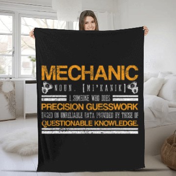 Discover Mechanic Questionable Knowledge Garage Shift Racks Race Car Fleece Blankets